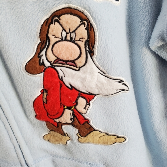 Vintage Disney Grumpy Fleece Zippered Hoodie 🌬 Baby Blue 👶 L👀K - Picture 3 of 11